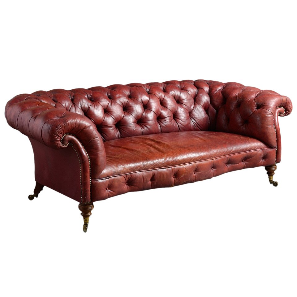 Howard Red Leather Sofa For Sale
