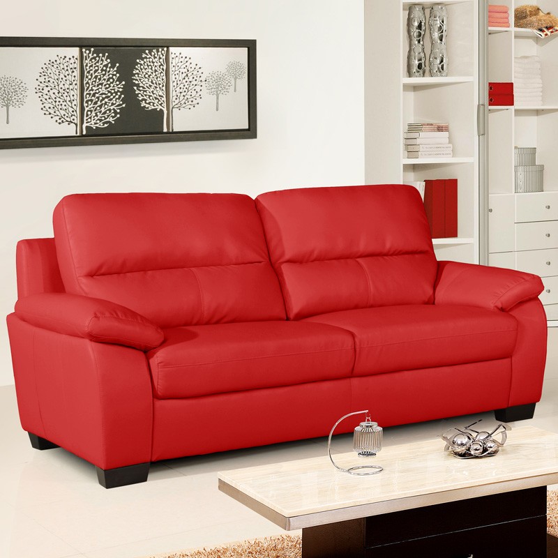 ARTENA Vibrant Red Leather Sofa Collection · Enlarge