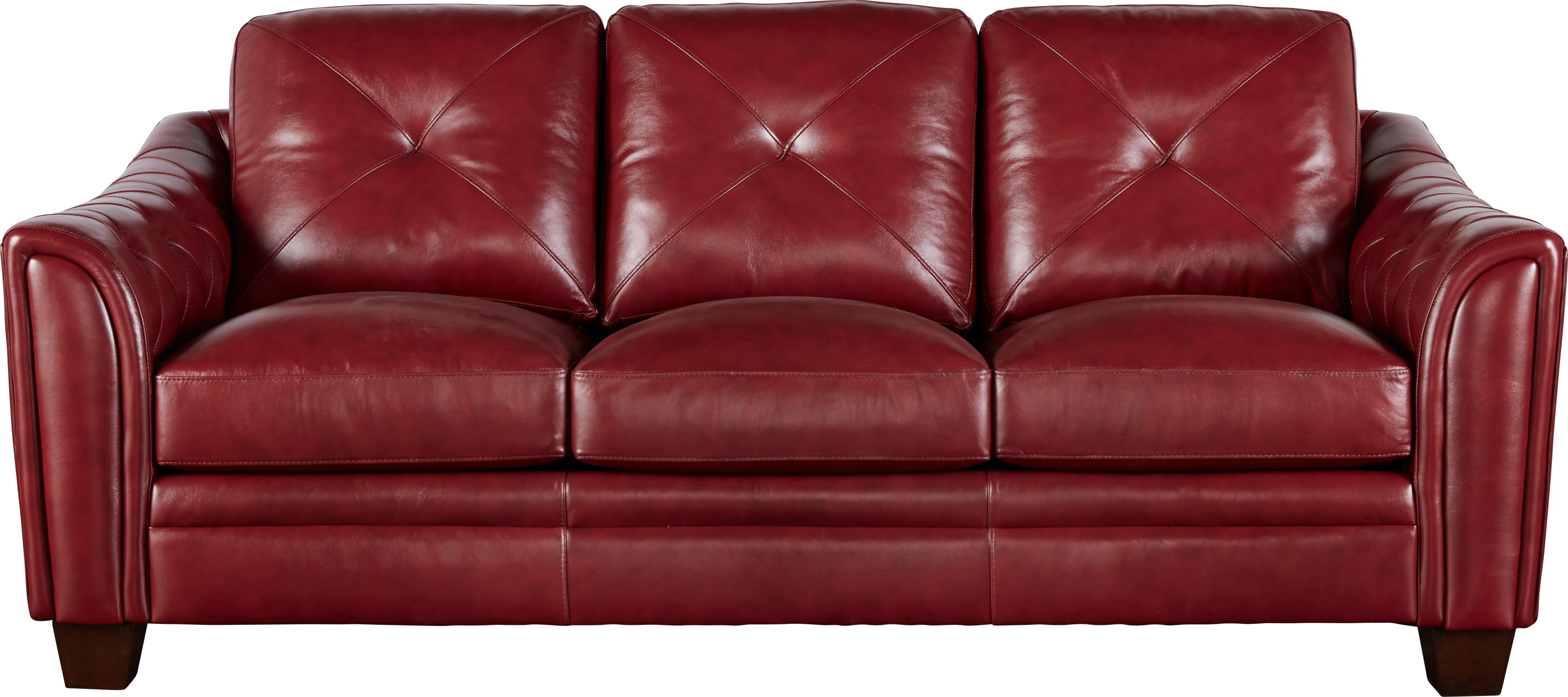 full grain red leather sofa