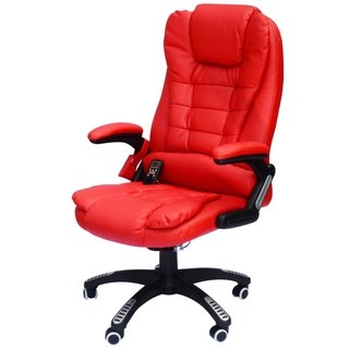 HomCom High-Back Executive Ergonomic PU Leather Heated Vibrating Massage Office  Chair - Red