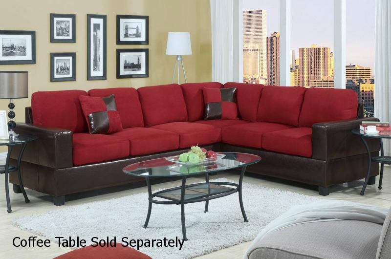 Playa Red Leather Sectional Sofa