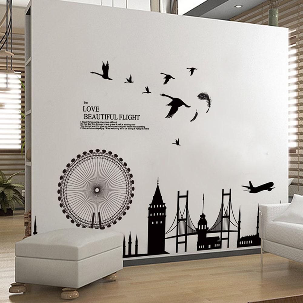 Removable Wall Sticker City Silhouette Buildings Art Decals Mural DIY  Wallpaper For Room Decal 60 * 90cm Home Decor Decoration Wall Decal Art  Wall Decal
