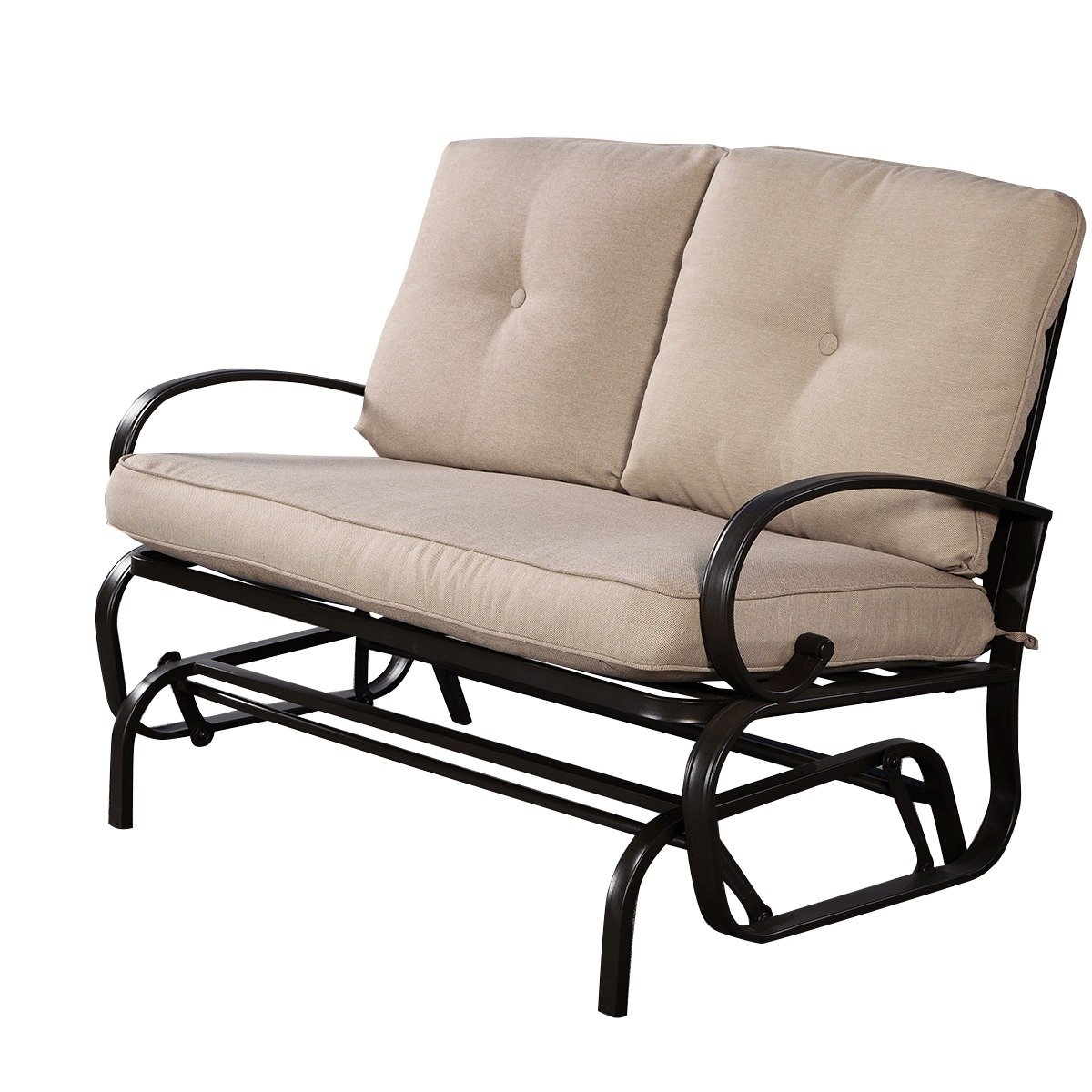 Traveller Location : Giantex Outdoor Patio Rocking Bench Glider Loveseat Cushioned  2 Seats Steel Frame Furniture : Garden & Outdoor