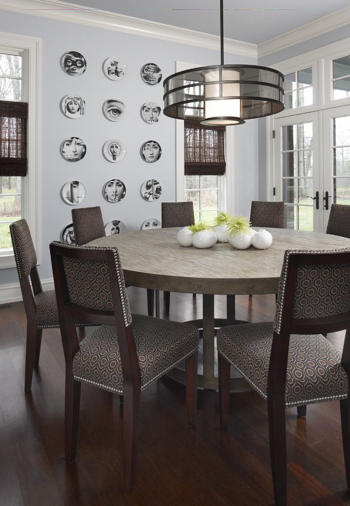 72 Inch Round Dining Table Dining Room Contemporary with Centerpiece Crown  Molding Dark