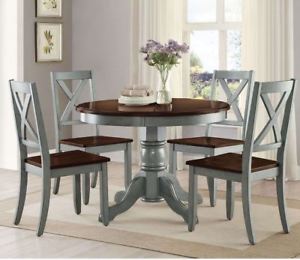 Image is loading Farmhouse-Dining-Table-Set-Rustic-Round-Dining-Room-