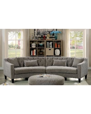 15% Off Aretha Contemporary Grey Tufted Rounded Sectional Sofa by Furniture  of America (Warm Grey)