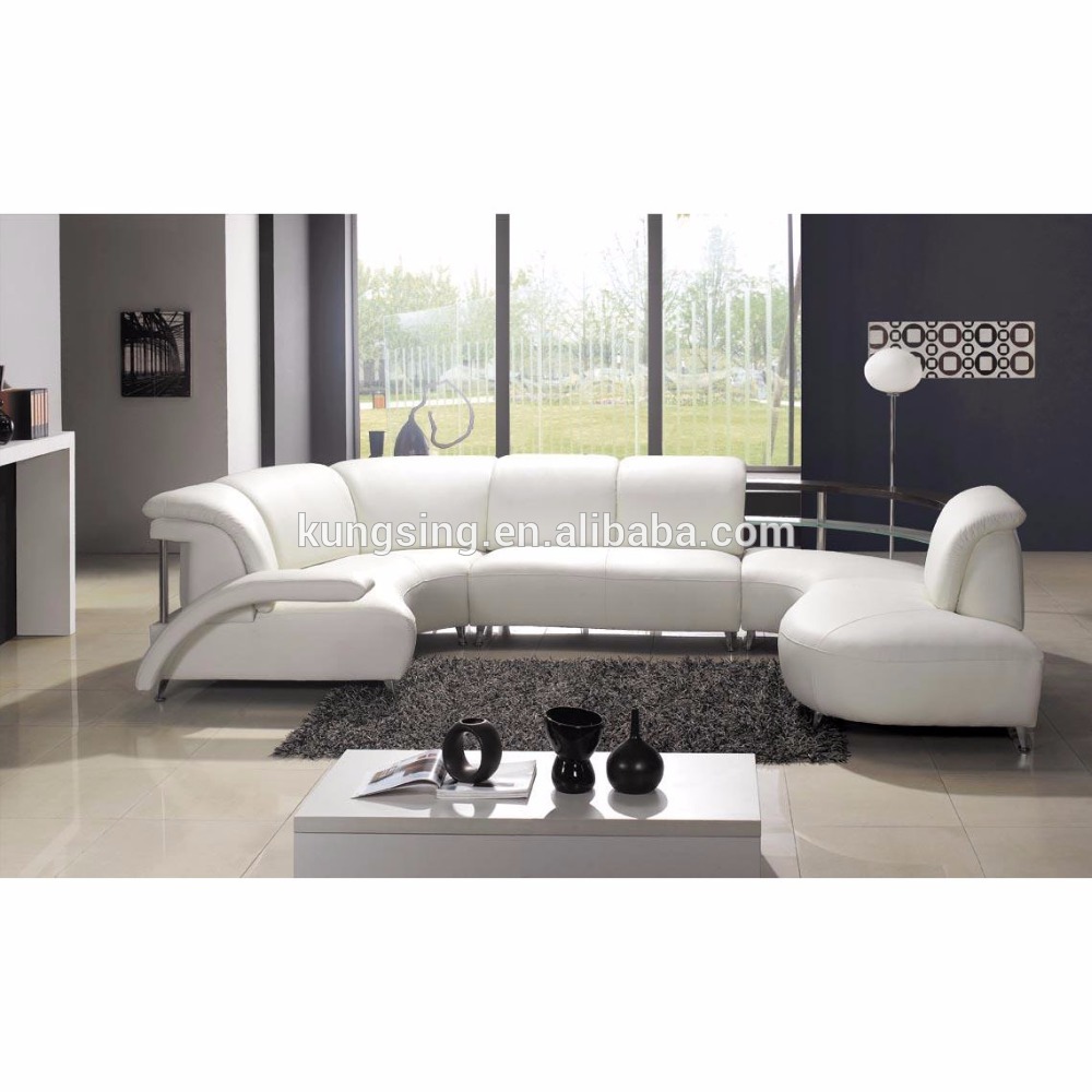 pure leather round corner sofa set design