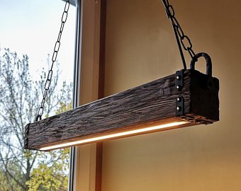 Wood Beam LED Pendant Light - Chandelier Wooden Chandelier Rustic Lighting  Farmhouse Pendant Hanging Lamp Indoor Lighting Ceiling