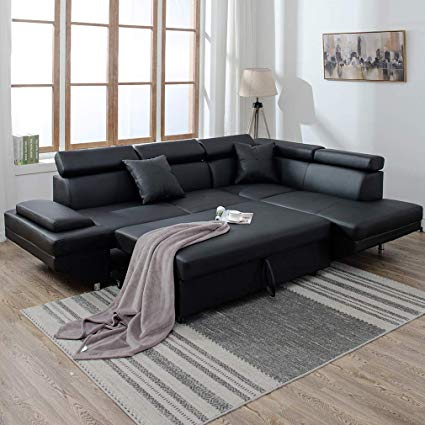 Corner Sofas Sets for Living Room, Leather Sectional Corner Sofa with  Functional Armrest and Support