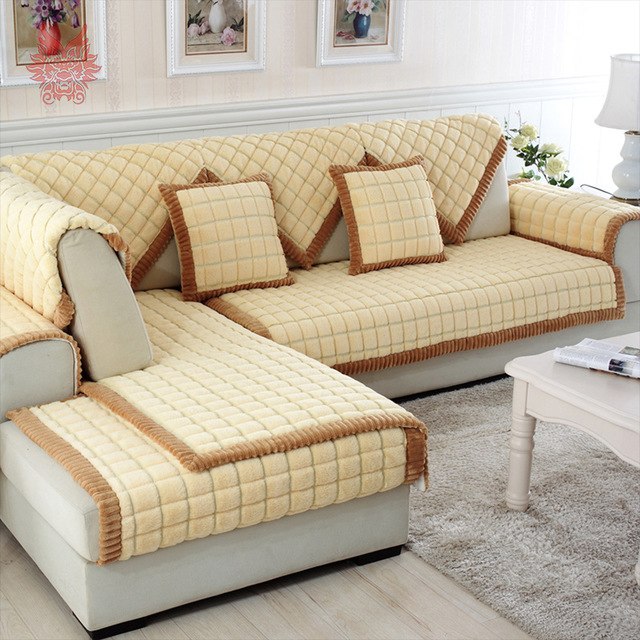 Coffee beige plaid quilting sofa cover sectional couch slipcovers furniture  covers sofa protector capa de sofa SP3924 FREE SHIP