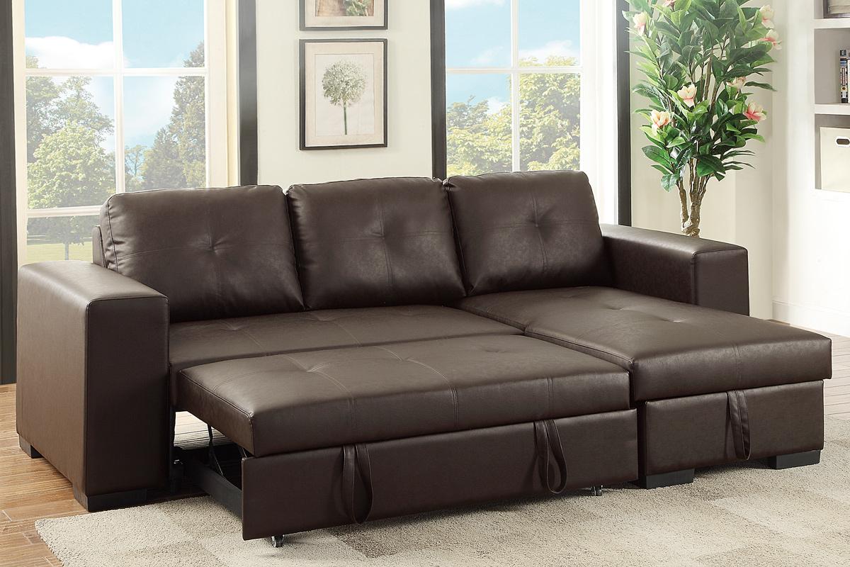 Brown Leather Sectional Sleeper Sofa - Steal-A-Sofa Furniture Outlet Los  Angeles CA