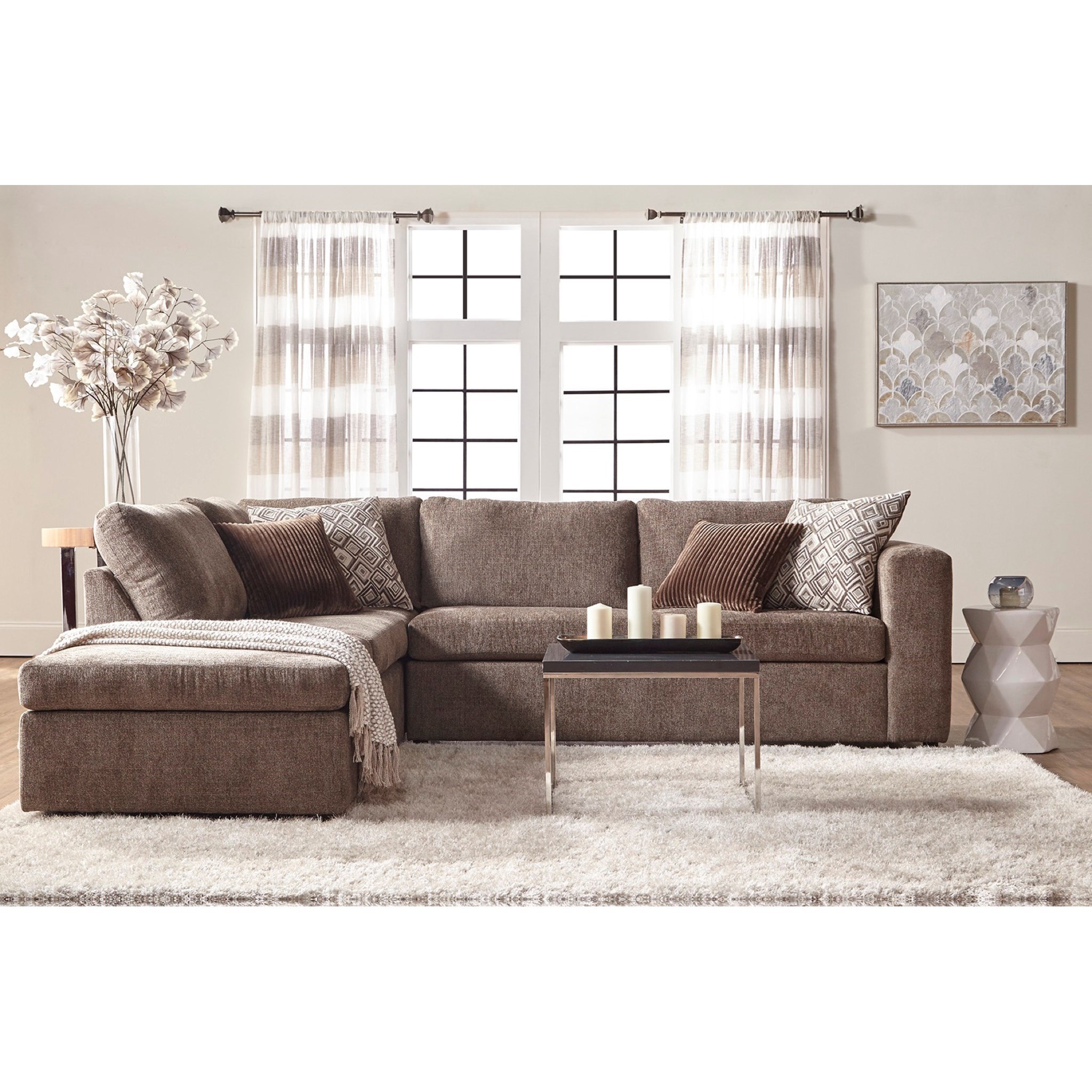 Angora Casual Contemporary Sectional Sofa with Chaise by Serta Upholstery