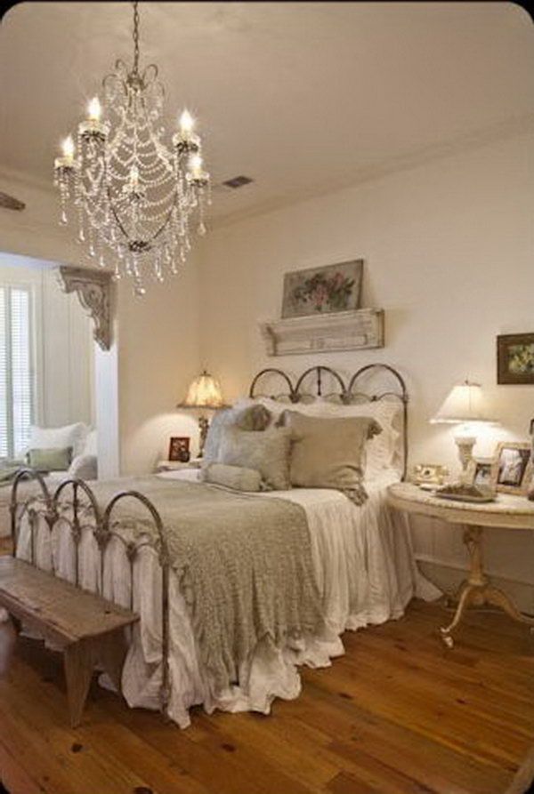 Vintage Shabby Chic Bedroom Furniture Layout.