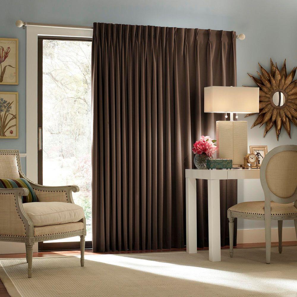Eclipse Blackout Thermal Blackout Patio Door 84 in. L Curtain Panel in  Espresso