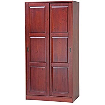 100% Solid Wood 2-Sliding Door Wardrobe/Armoire/Closet/Mudroom Storage