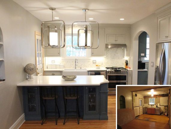 small kitchen remodel, before and after white cabinets, blue island,  contemporary