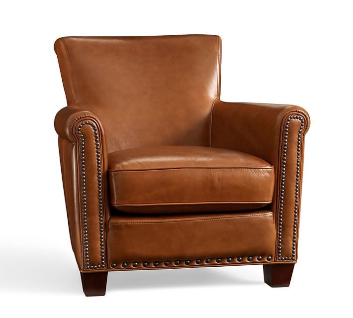 Irving Leather Armchair with Nailheads