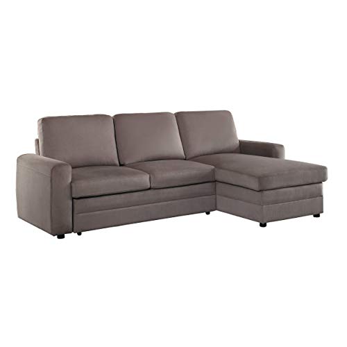 Homelegance 8211 Welty Sectional Sofa with Reversible Chaise and Pull-Out  Bed Fossil