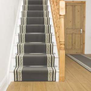 Image is loading Key-Grey-Stair-Carpet-Runner-For-Narrow-Staircase-
