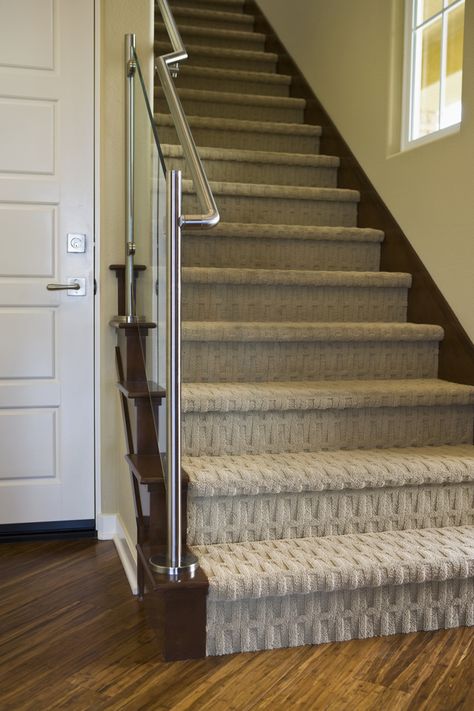 8 Modern Staircases Featuring Carpet: Contemporary Basketweave Pattern