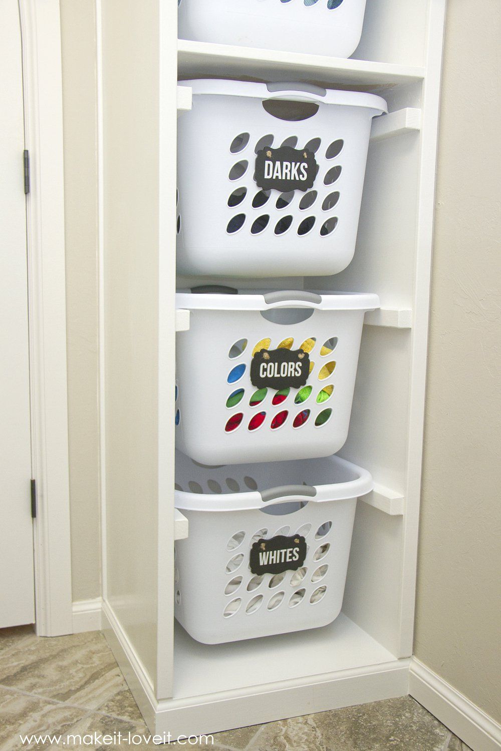 Built In) Laundry Basket Storage, Laundry Organizer Diy