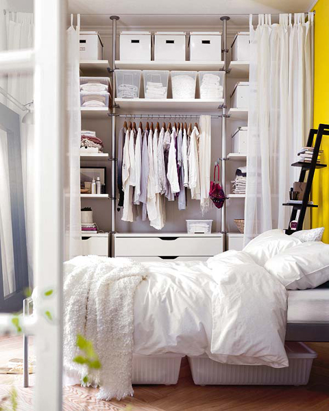 IKEA storage units allow you to create fully functional wardrobe that  occupy any space you want