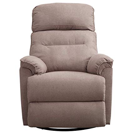 CANMOV Contemporary Fabric Swivel Rocker Recliner Chair – Soft Microfiber  Single Manual Reclining Chair, 1