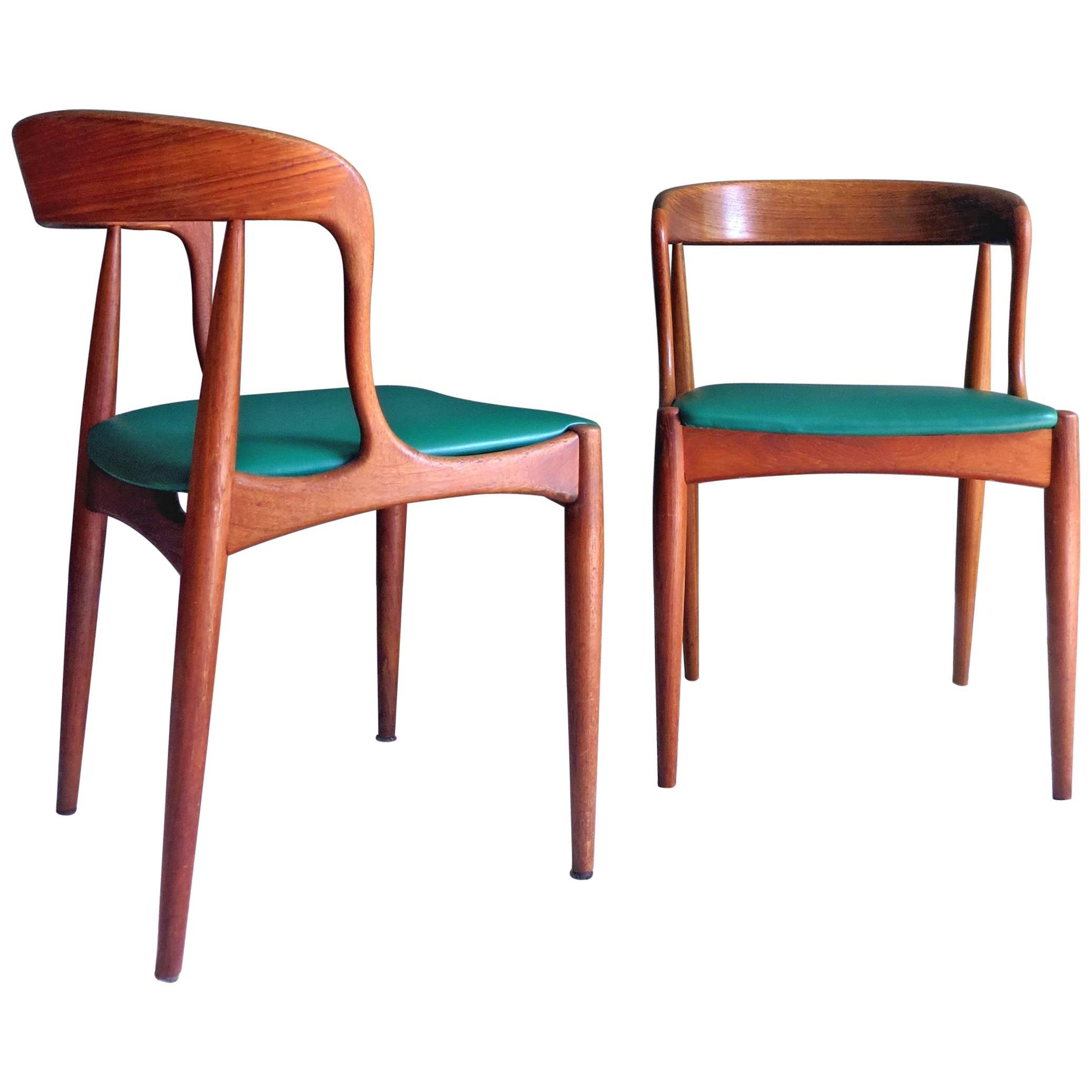 Uldum Denmark Model 16 by Johannes Andersen Dining Teak Chairs ,Set of 2,  1960s