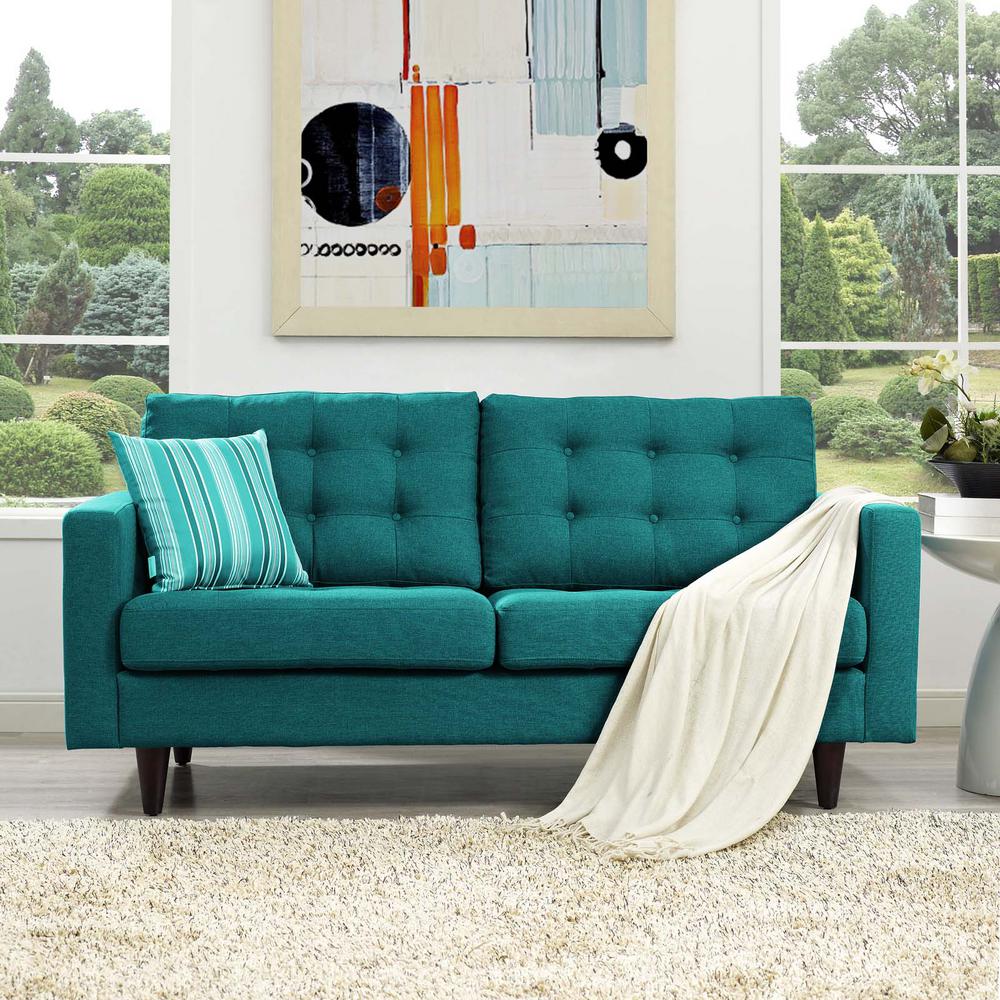 MODWAY Empress Teal Upholstered Fabric Loveseat
