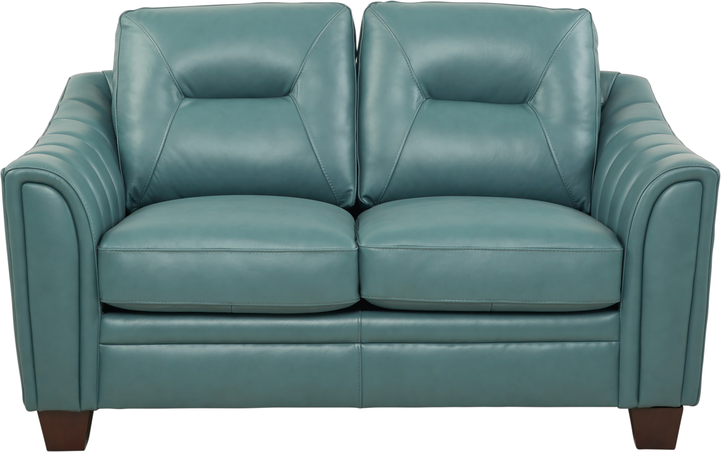 Cindy Crawford Home San Martino Teal Leather Loveseat - Leather Loveseats  (Blue)