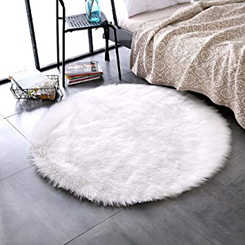 LEEVAN Plush Sheepskin Throw Rug Faux Fur Elegant Chic Style Cozy Shaggy  Floor Mat Area Rugs
