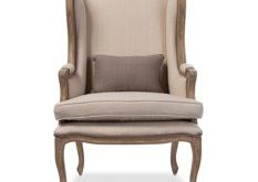 Oreille Distressed Two-tone Upholstered Armchair, Beige