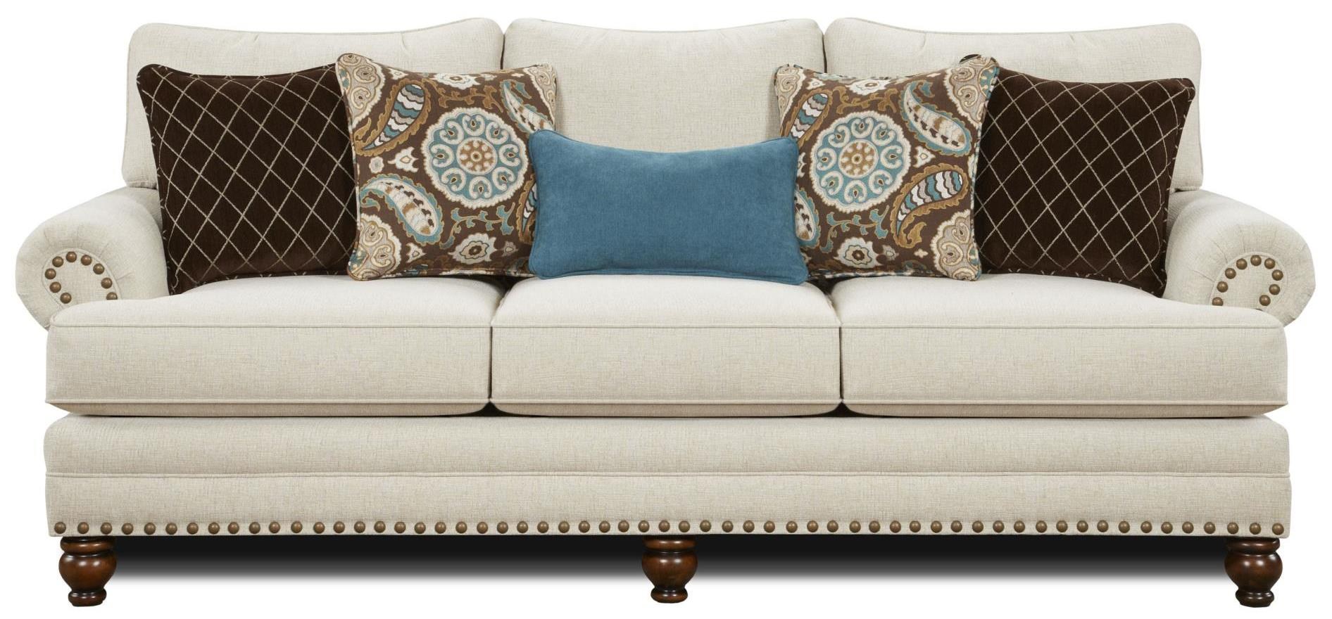 Fusion Furniture 2820 Traditional Sofa with Nailhead Trim
