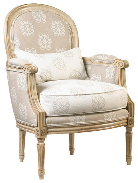 Laval French Country Medallion Back Monogram Upholstered Armchair -  Traditional - Armchairs And Accent Chairs - by Kathy Kuo Home