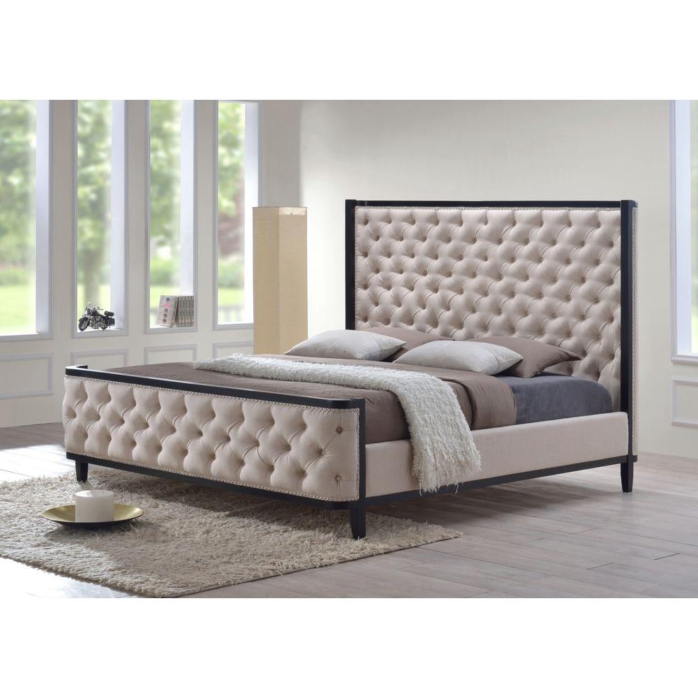 LuXeo Kensington Khaki Queen Upholstered Bed