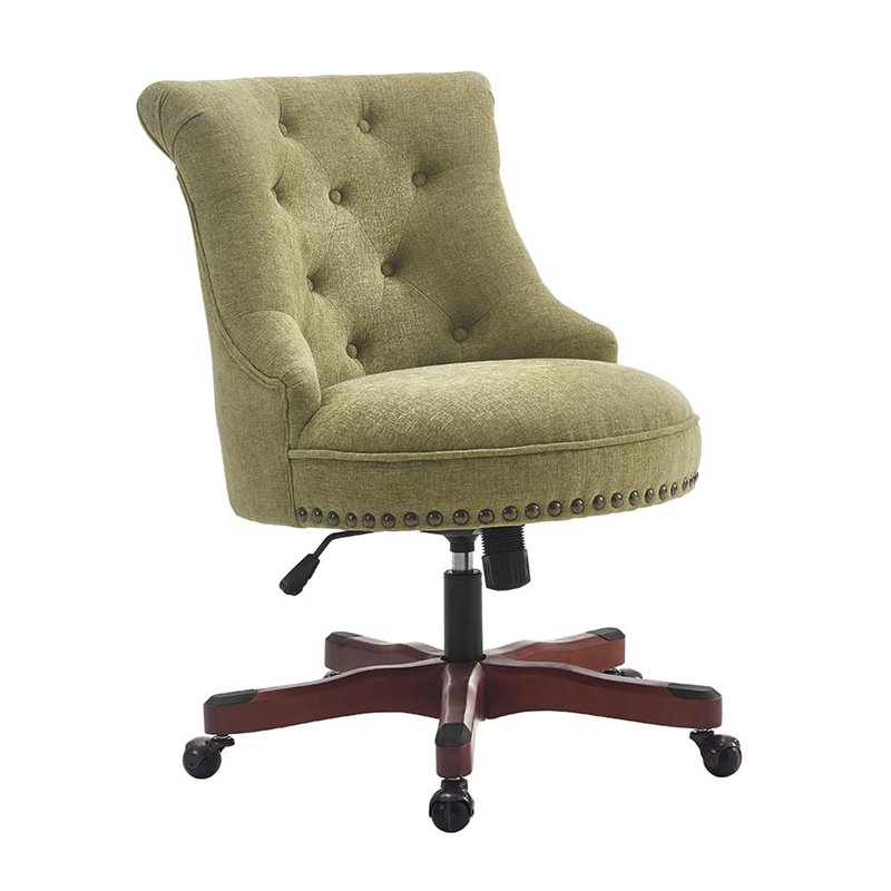 Linon Sinclair Swivel Fabric Upholstered Office Chair in Green -  178403GRN01U