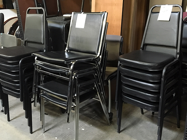 used black stack chairs