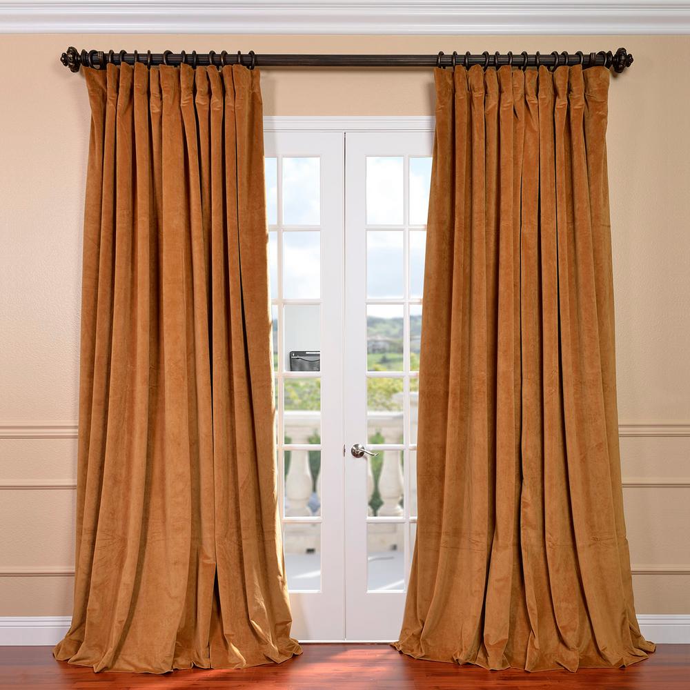 Exclusive Fabrics & Furnishings Blackout Signature Amber Gold Doublewide  Blackout Velvet Curtain - 100 in.