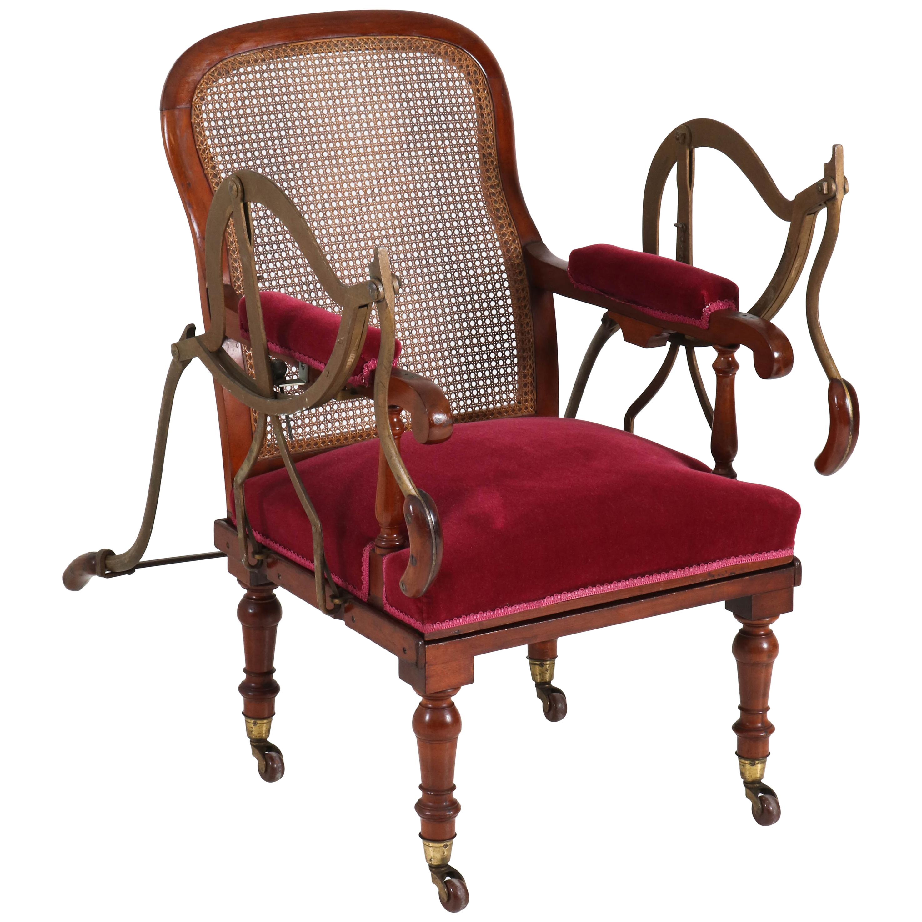 Antique Dutch Mahogany Victorian Armchair or Stretcher by Simonis Amsterdam  For Sale