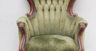 Vintage Chair with tufted sage green chenille upholstery and cherry wood  frame. Description from Traveller Location. I searched for this on  Traveller Location/images