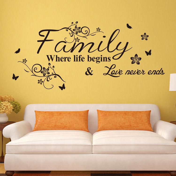 Vinyl Wall Art Decal Decor Quote Stickers Family Where Life Begins For  Living Room Decoration Wall Decor Sticker Wall Decor Stickers From Flylife,