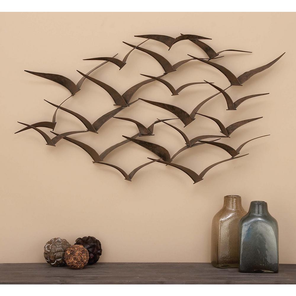 Brown Iron Flying Birds Wall Decor Modern