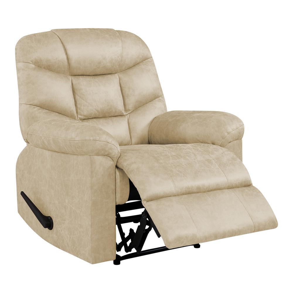 Wall Hugger Recliner in Tan Distressed Faux Leather