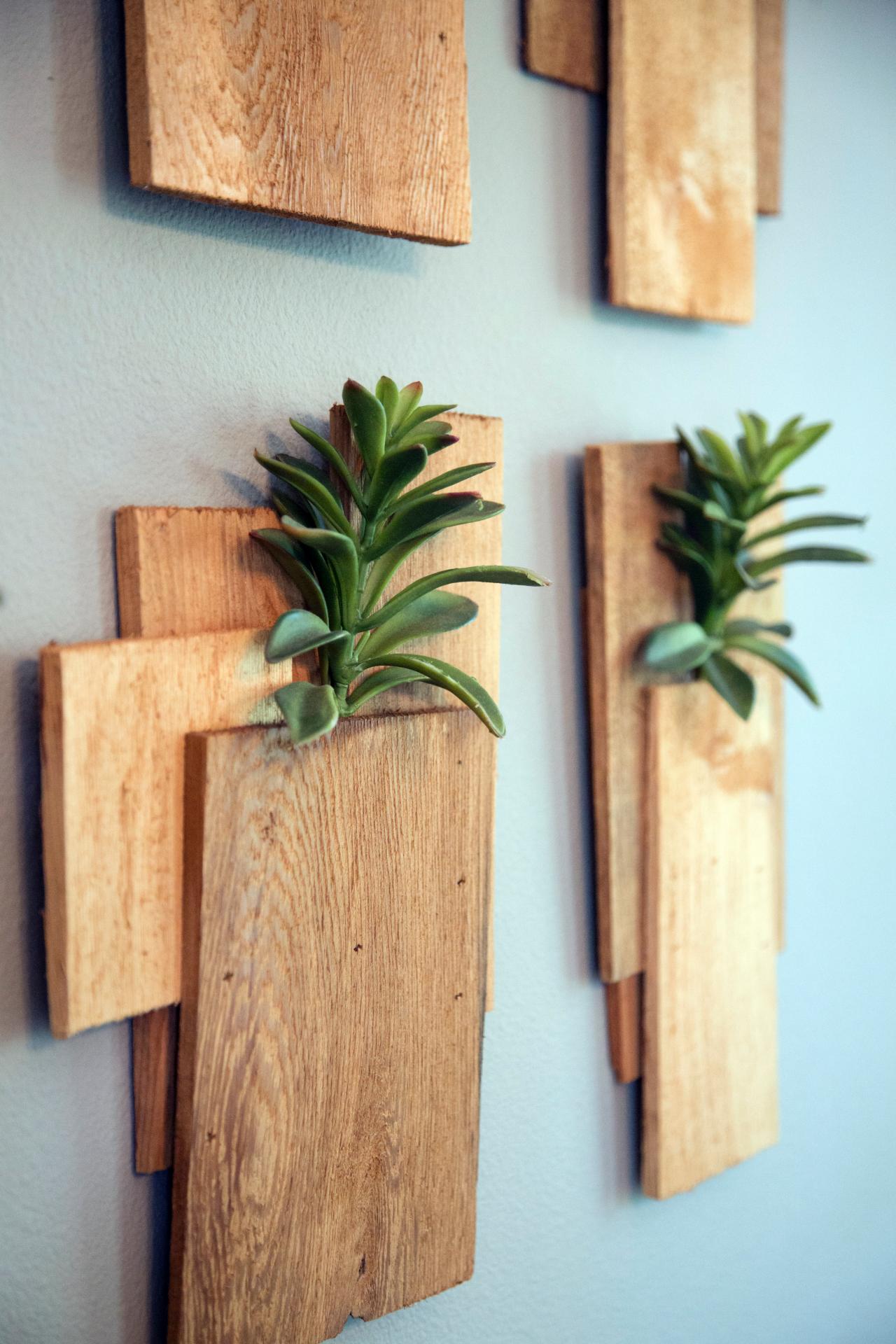 Wood Planks and Succulents as Wall Decor