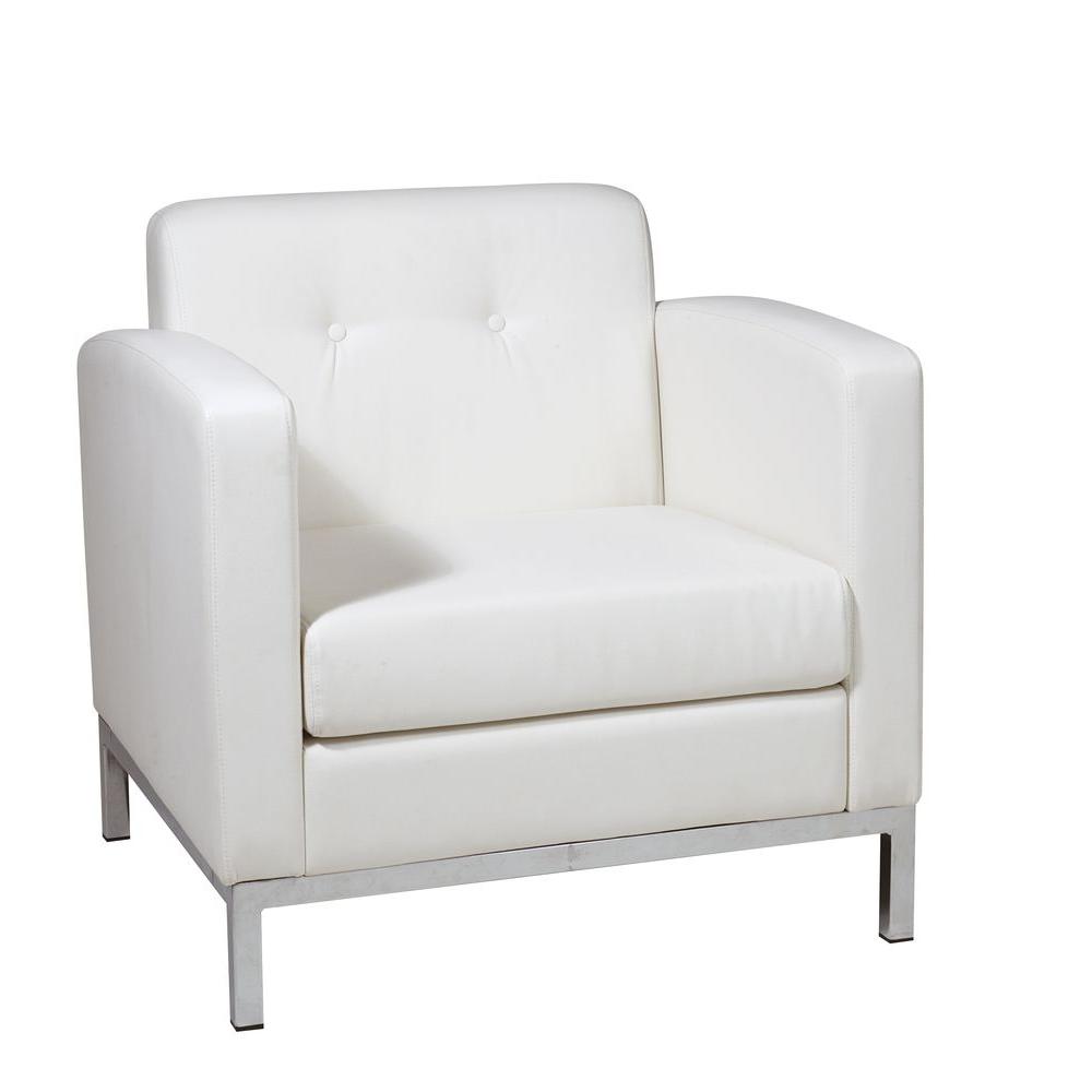 Ave Six Wall Street White Faux Leather Arm Chair-WST51A-W32 - The Home Depot