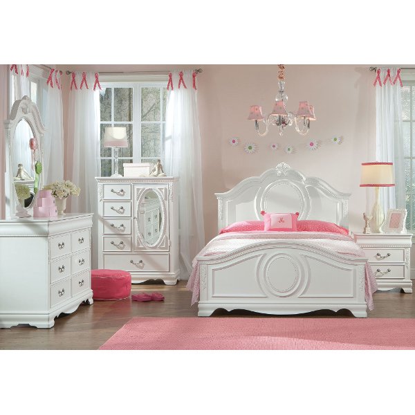 Traditional White 4 Piece Full Bedroom Set - Jessica