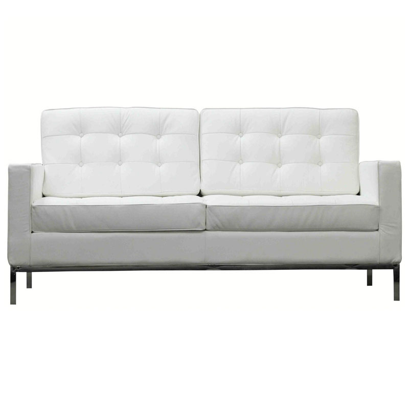 White Leather Loveseat 7748 