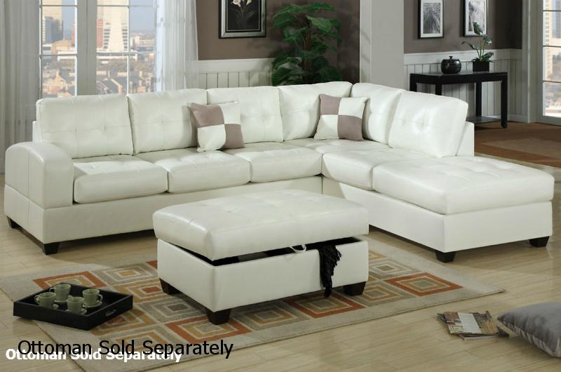 Reese White Leather Sectional Sofa