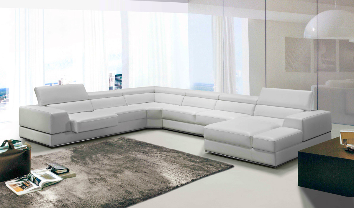 Your bookmark products. Divani Casa Pella Modern White Leather Sectional  Sofa