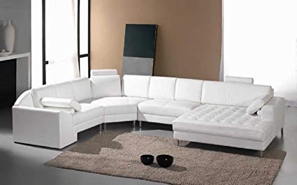 Image Unavailable. Image not available for. Color: Vig Furniture Monaco White  Leather Sectional Sofa